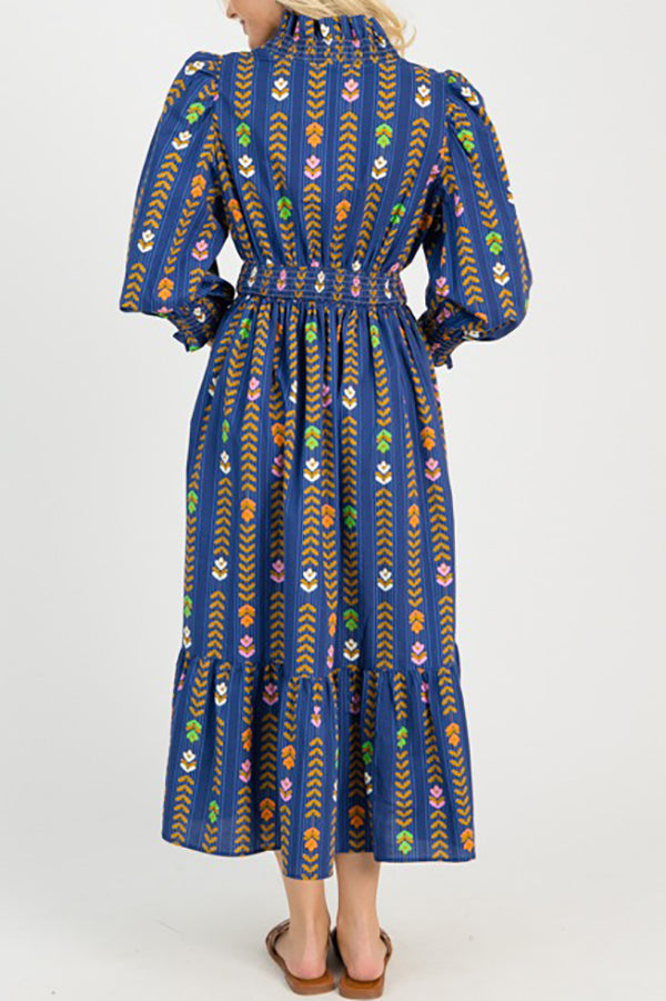 Linear Bloom Maxi Dress