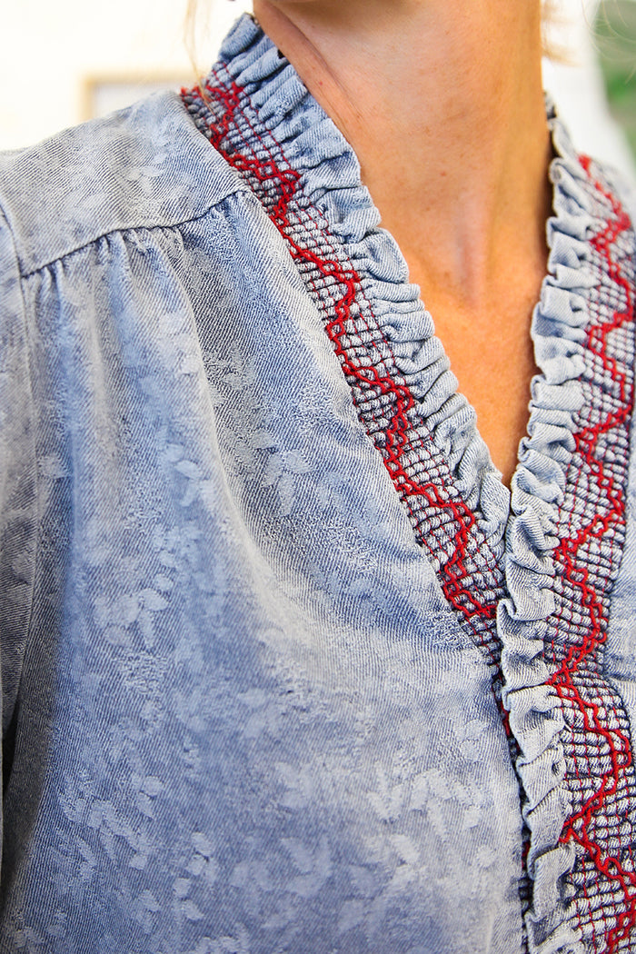 Casual Ruffles Denim Top