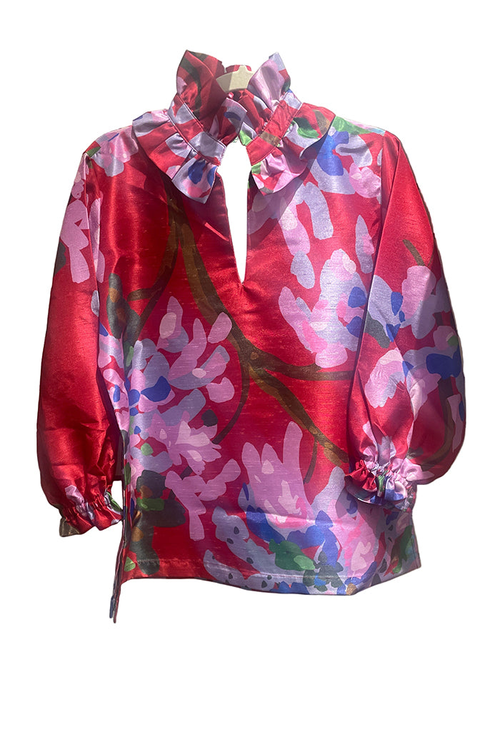 Ruffled Stand-Collar Blouse