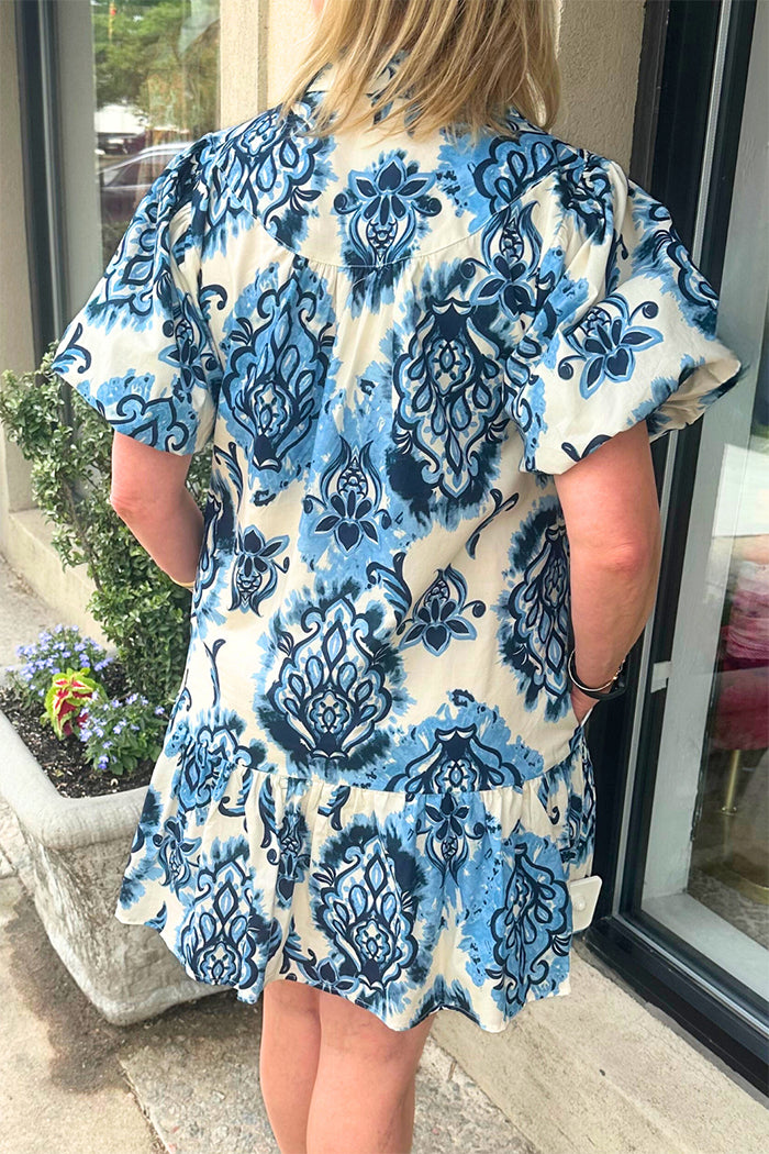 Daisy Puff Sleeve Shirt Dress