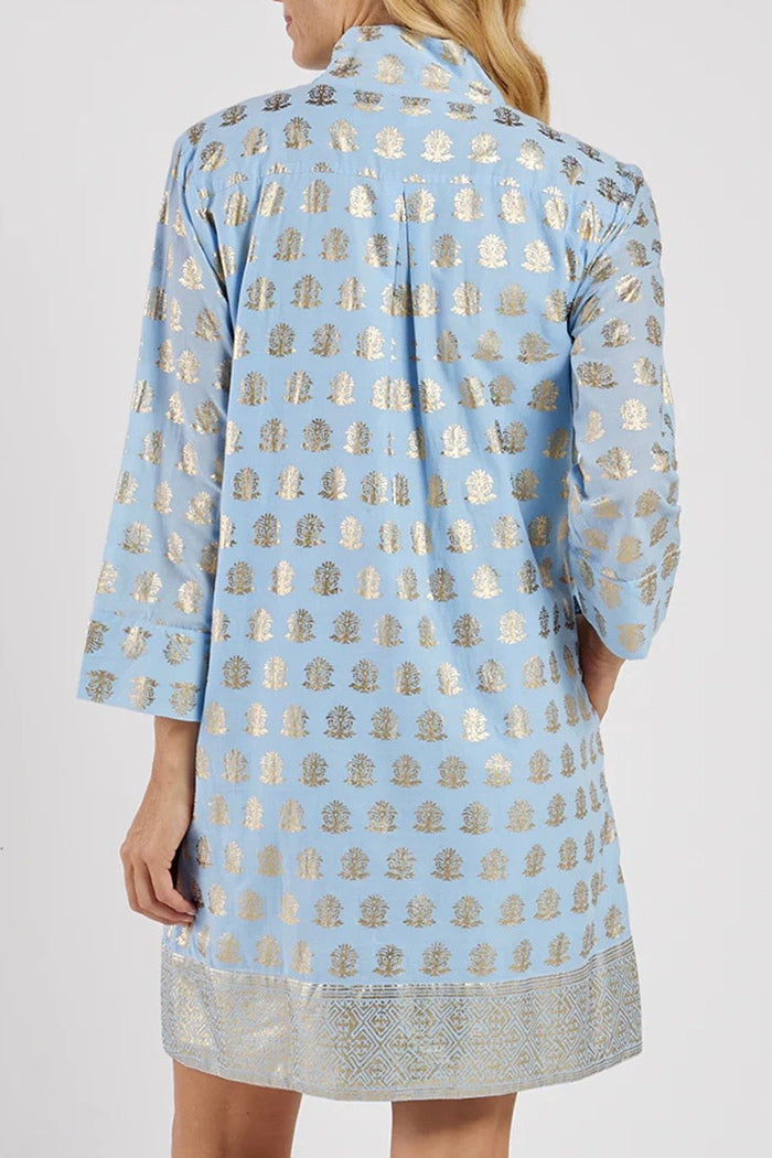 Printed 3/4 Sleeve Mini Shirt Dress