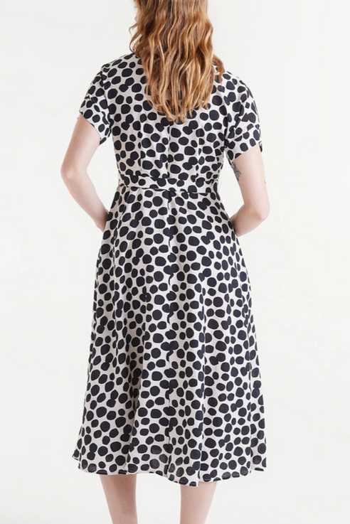Polka Dot Print Button Pocket Dress