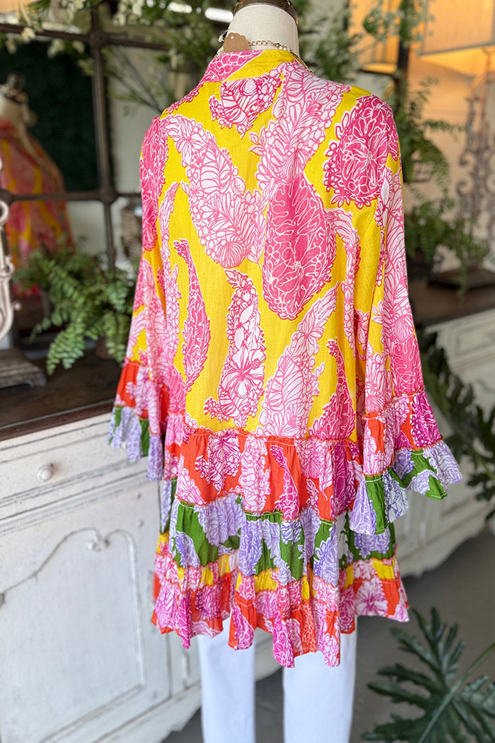 Boho Ruffle Hem Floral Tunic