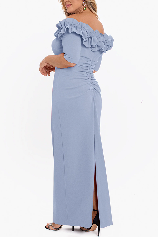 Pleated Neckline Off-The-Shoulder Dress