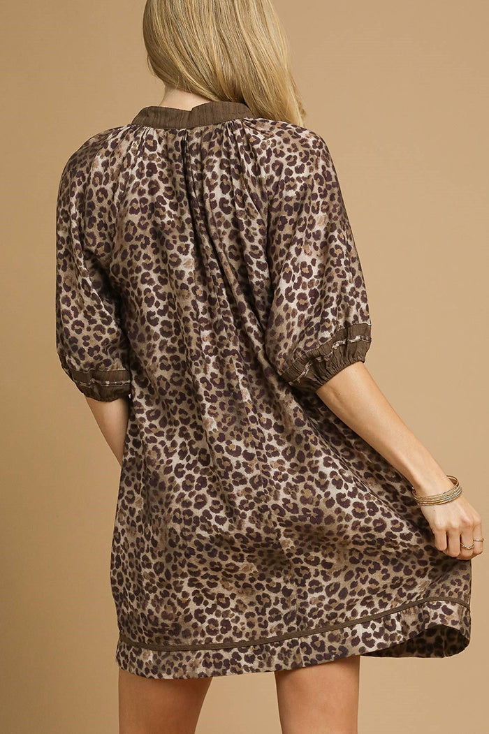 Leopard Contrast Trim Plus Dress