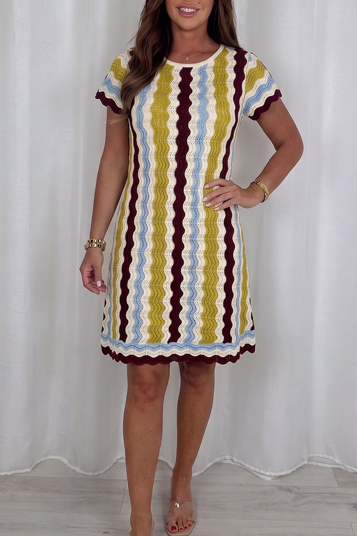 Vertical Wavy Striped Knit Dress