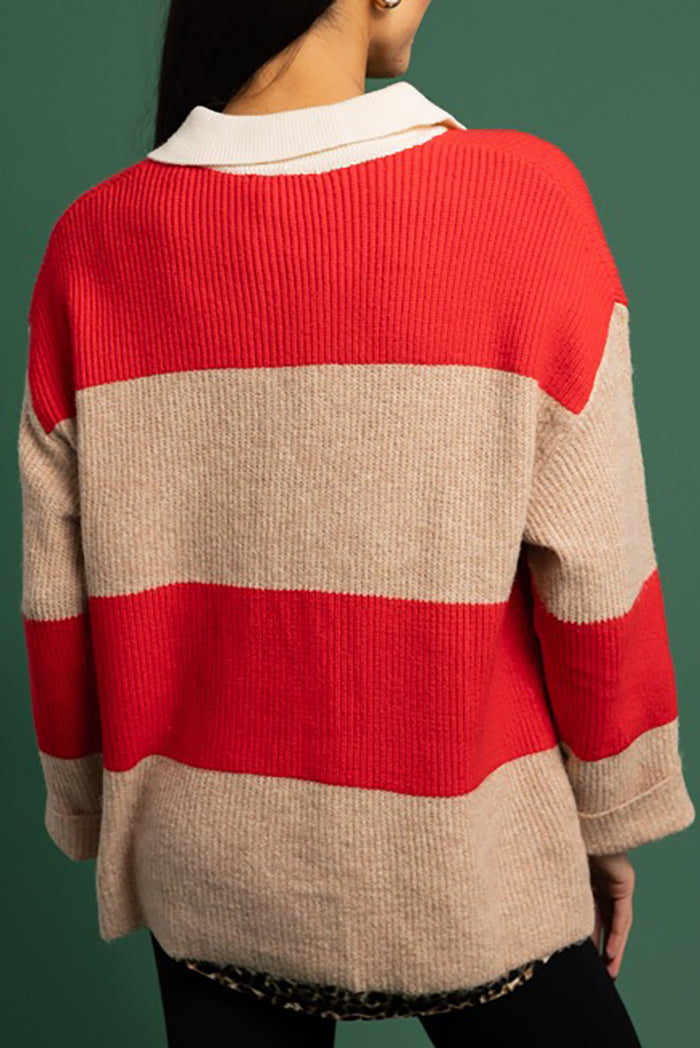 Bold Stripe Collared Sweater