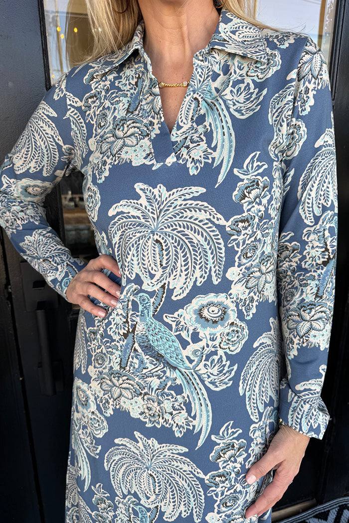 Long Sleeve Printed Midi Dress