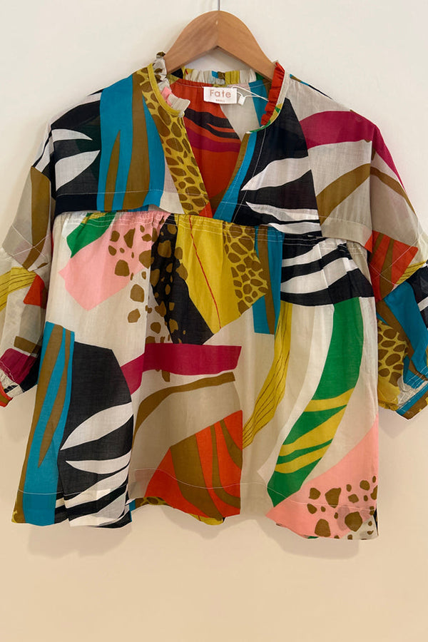 Casual Abstract Print Top