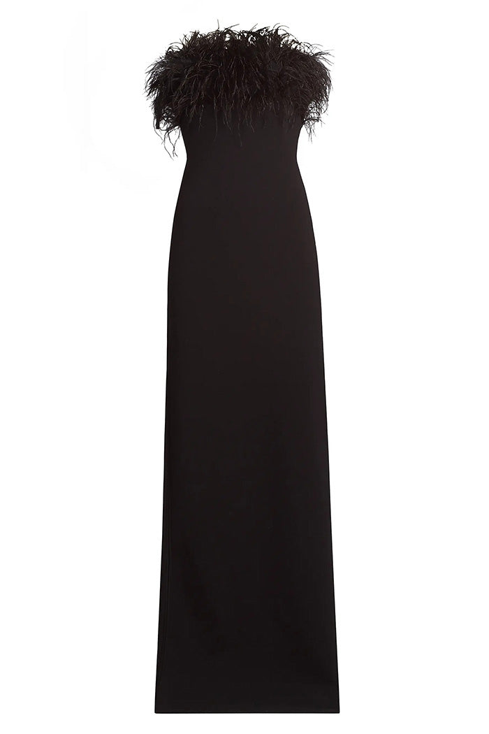 Elegant Feather Collar Dress