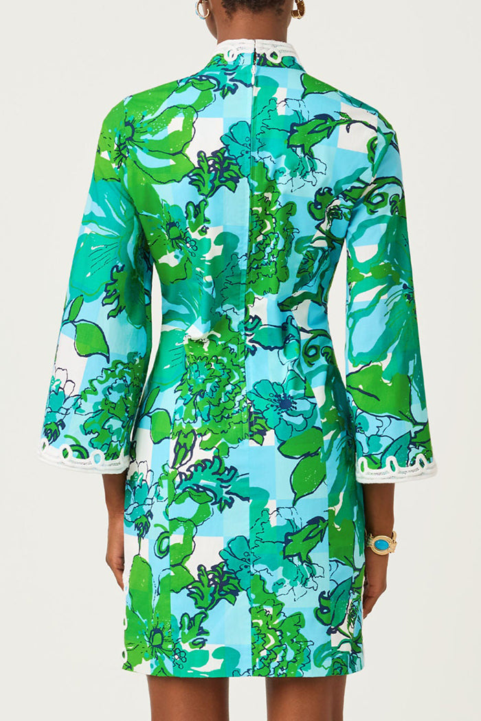 3/4 Sleeve Crochet Trim Floral Dress