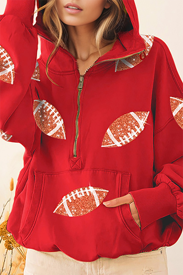 Zipper Drawstring Hooded Top