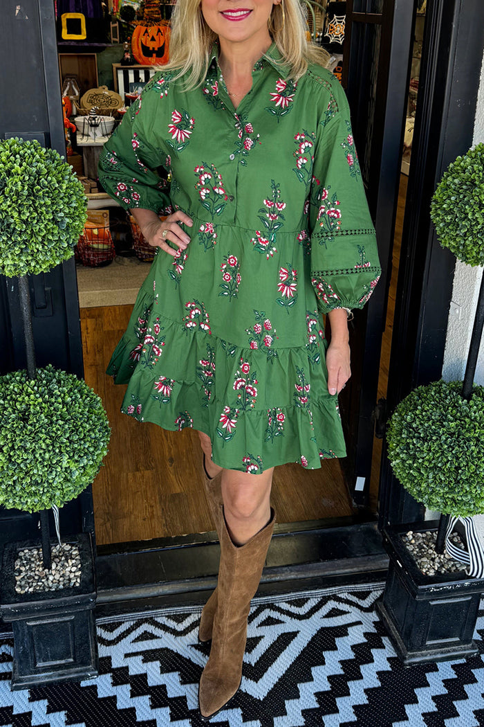 Ruffles Hem Floral Dress