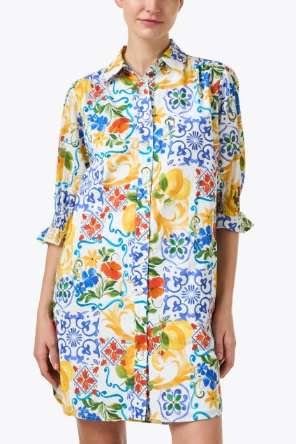 Multi Tile Print Cotton Dress