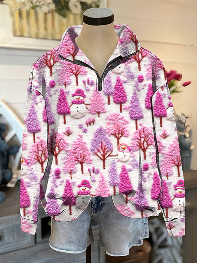 Casual Christmas Tree Pattern Top