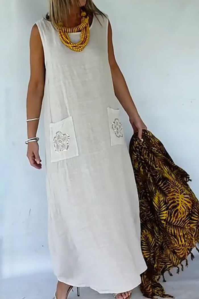 Sleeveless Pocket Midi Dress