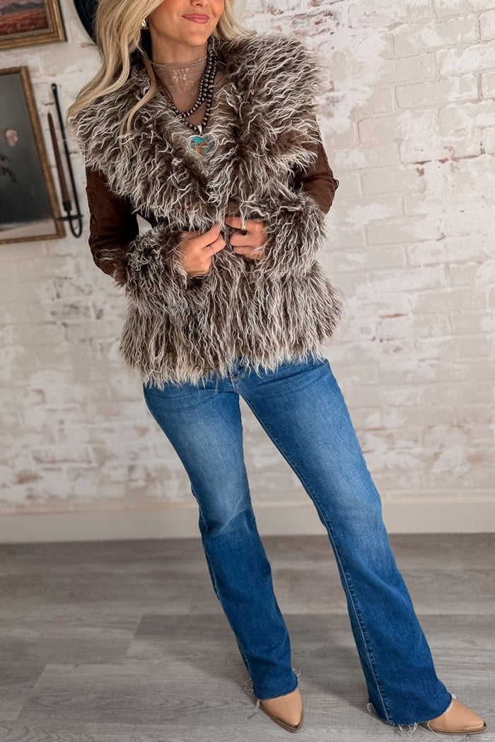 Brown Faux Fur Western Jacket