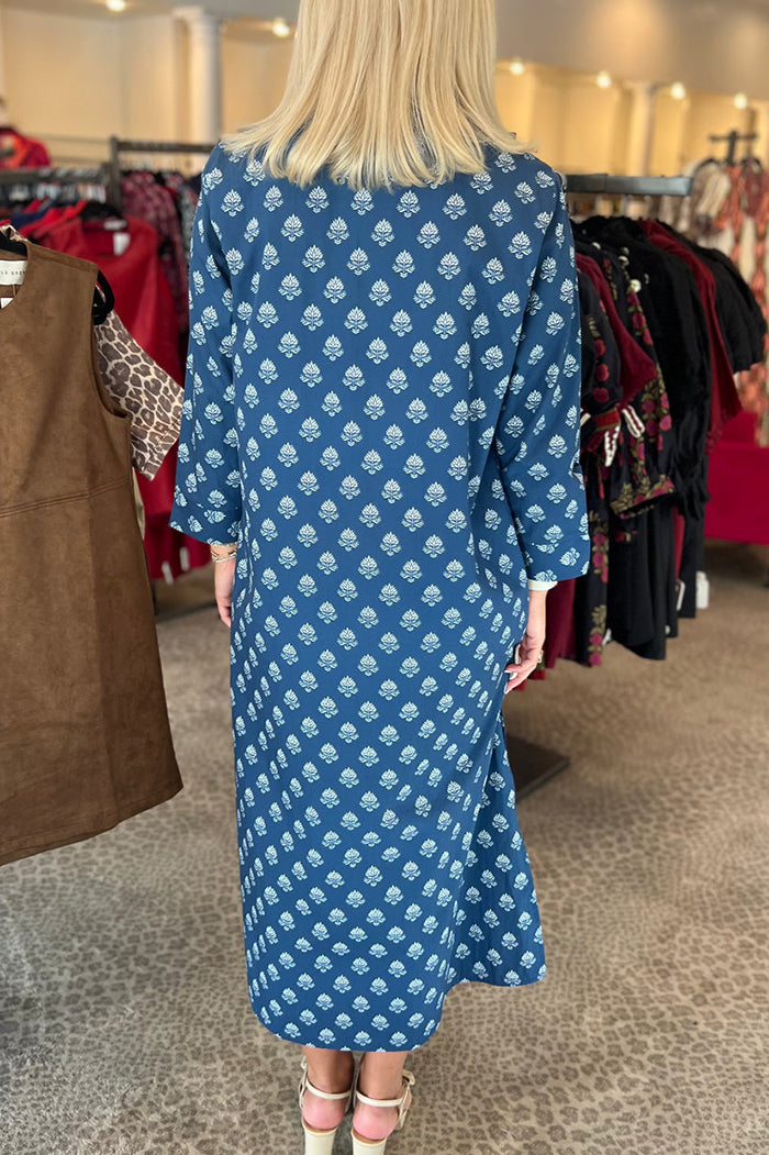 Casual Paisley Pattern Pocket Dress