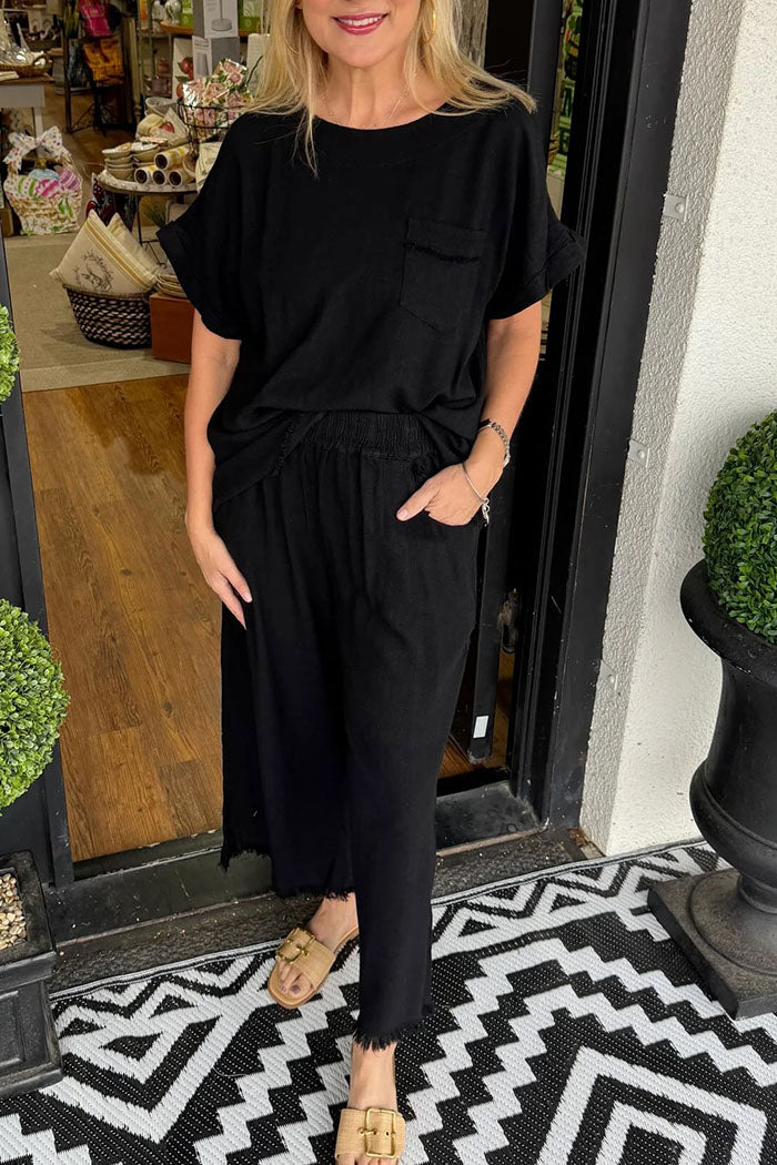 Casual Loose Top Wide Leg Pants Set