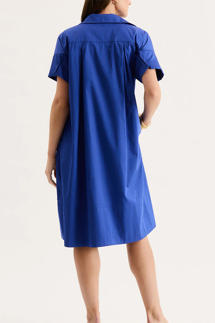 Side Pockets Midi Shirt Dress