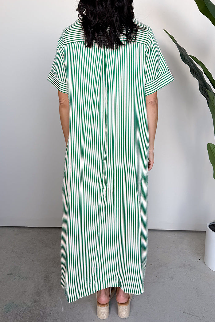Casual Striped Pocket Maxi Dress