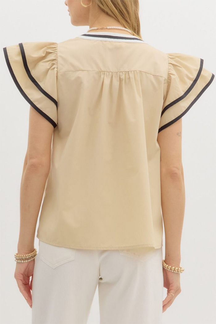 Casual Layered Flutter Sleeve Top