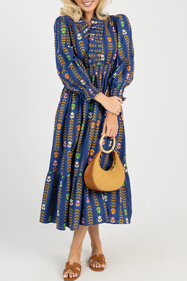Linear Bloom Maxi Dress