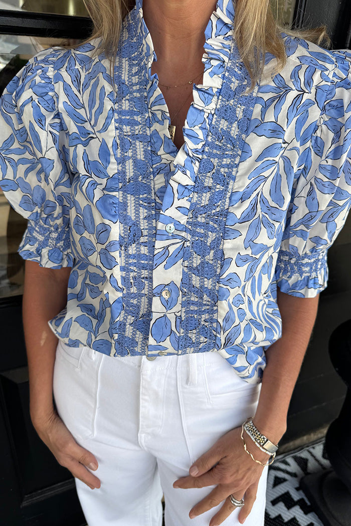 Floral Ruffled Puff Sleeve Top