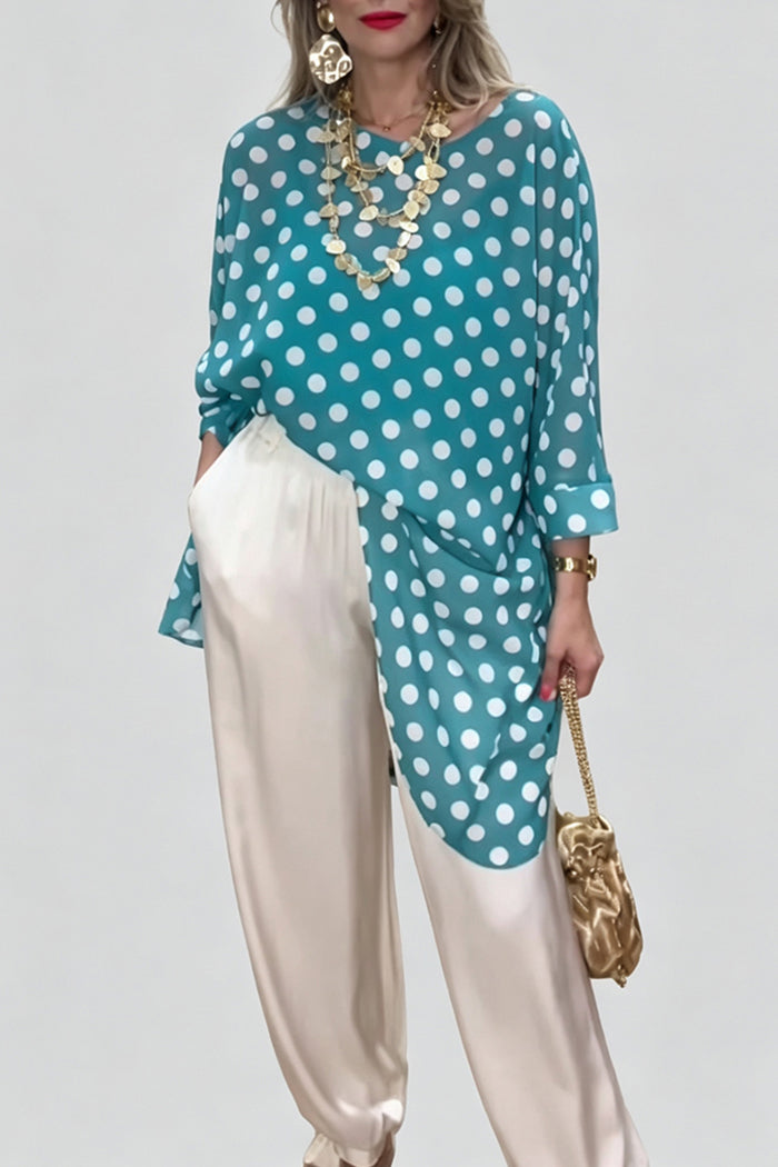 Polka Dot Top & Ankle Tie Detail Pants Set