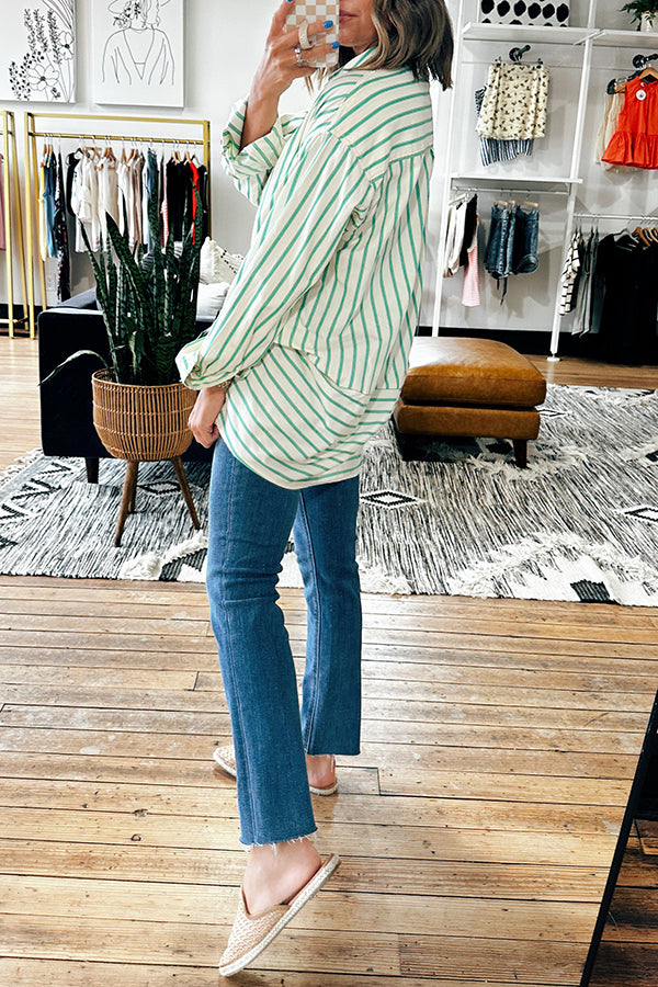 Casual Stripe Button Down Top