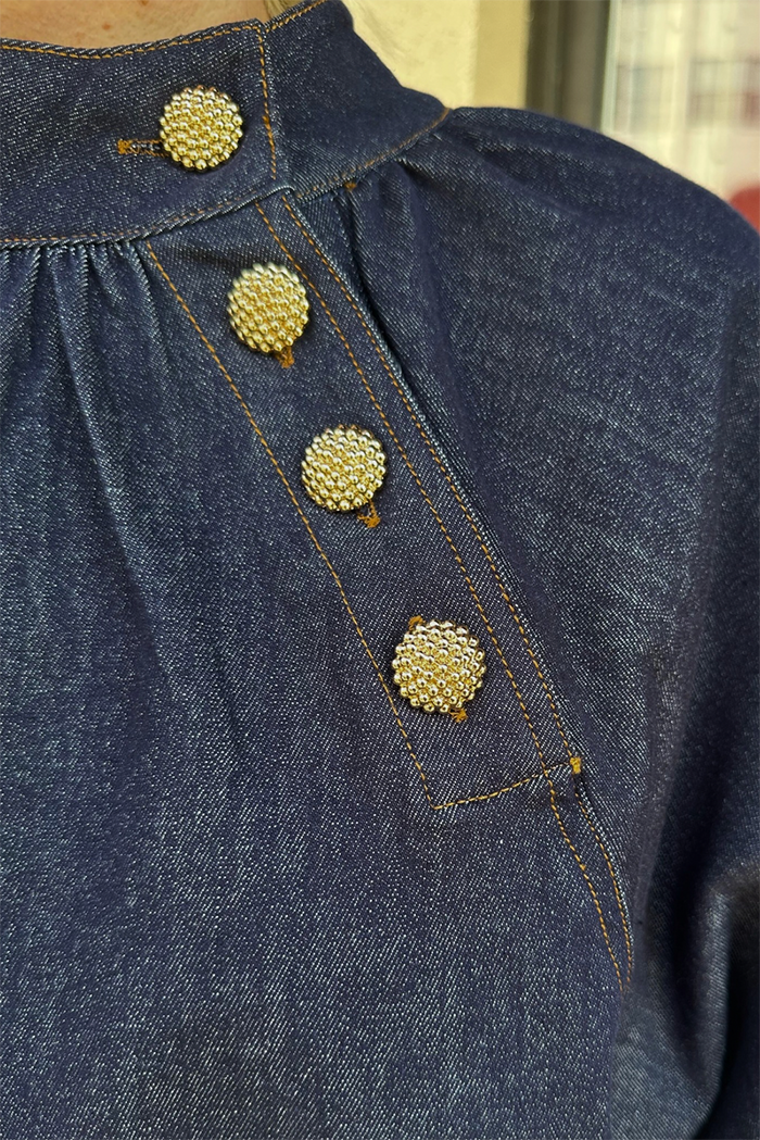 Button Detail Denim Top