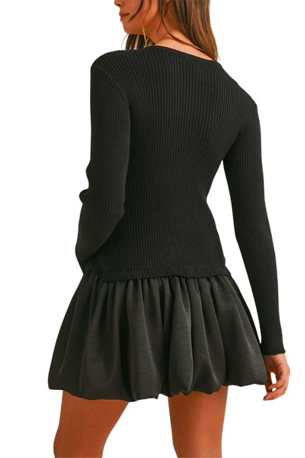 Ribbed Bubble Mini Dress