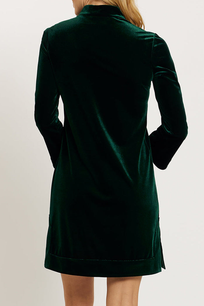 Velvet V-Neck Long Sleeves Dress