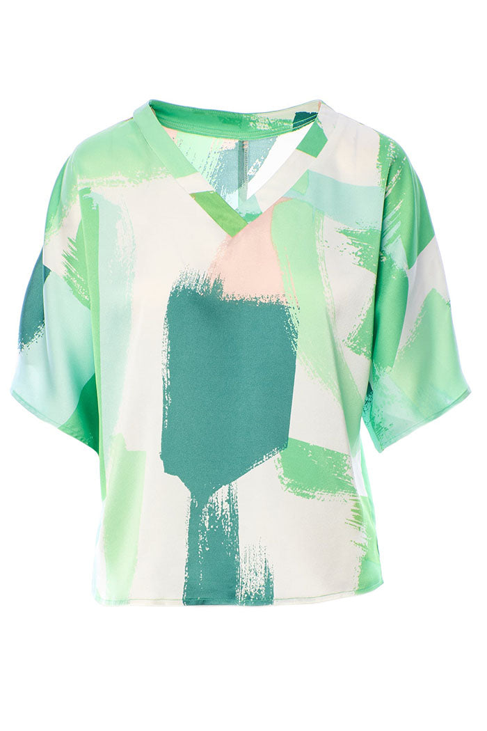 Casual Watercolor Colorblock Top