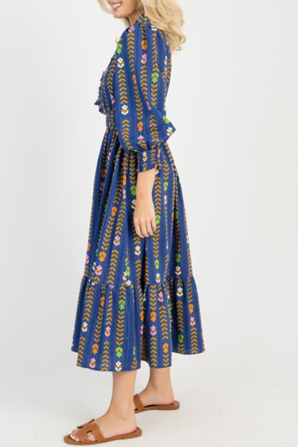 Linear Bloom Maxi Dress