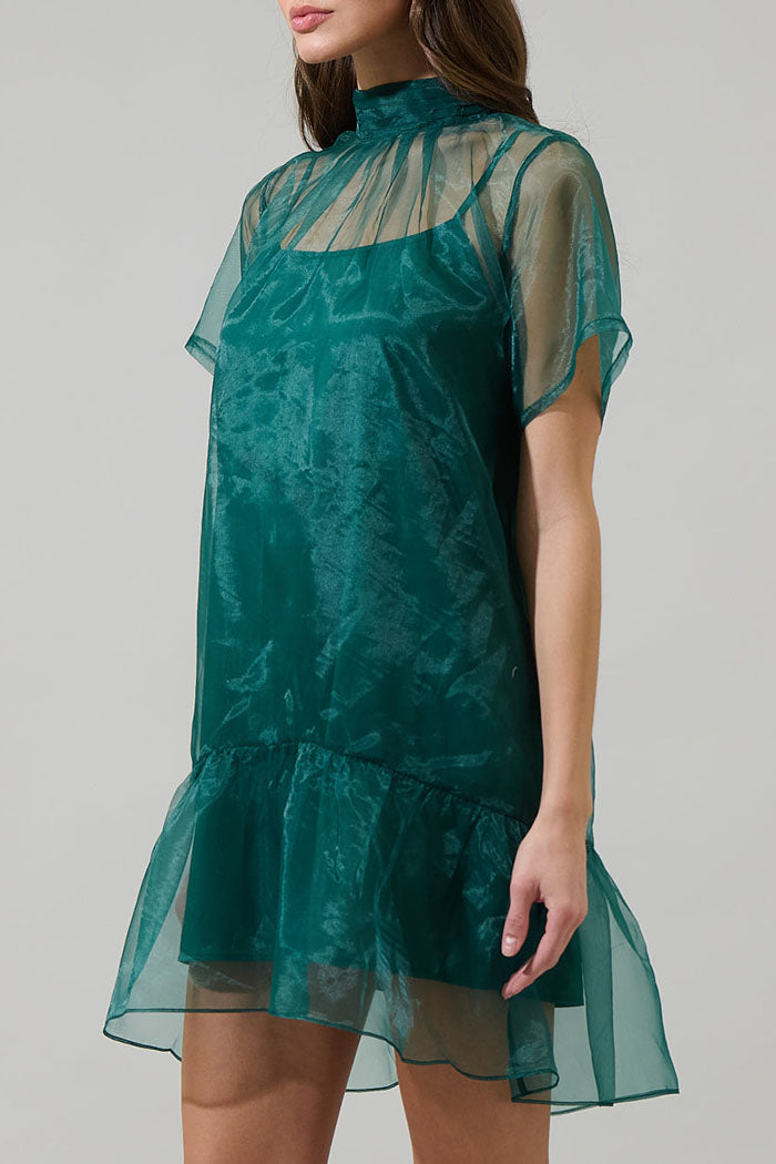 Stand Collar Tie Back Dress