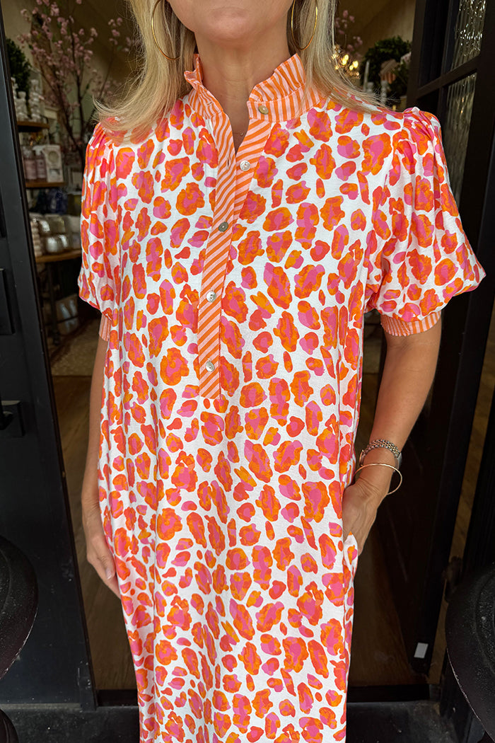 Orange Leopard Print Maxi Dress
