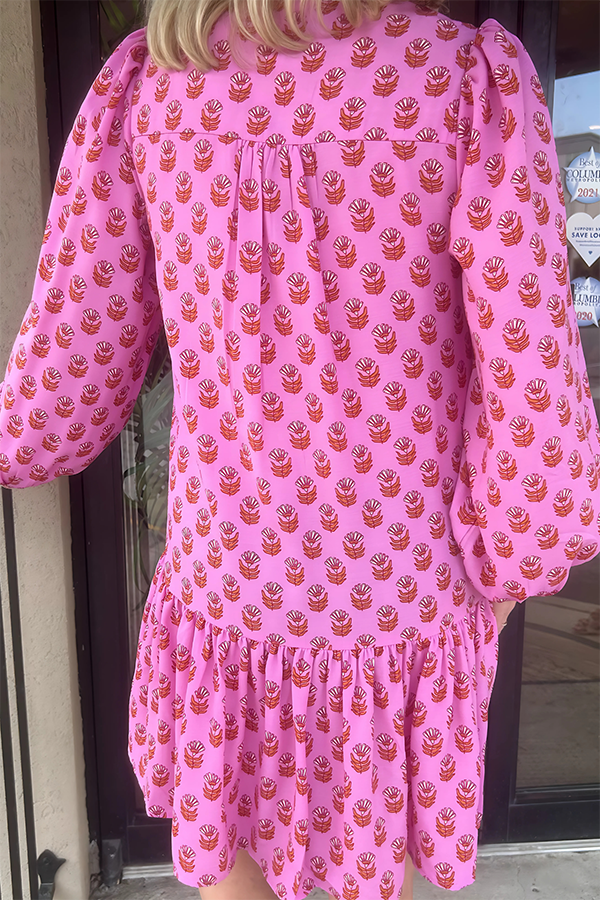 Ruffles Hem Pocket Floral Dress