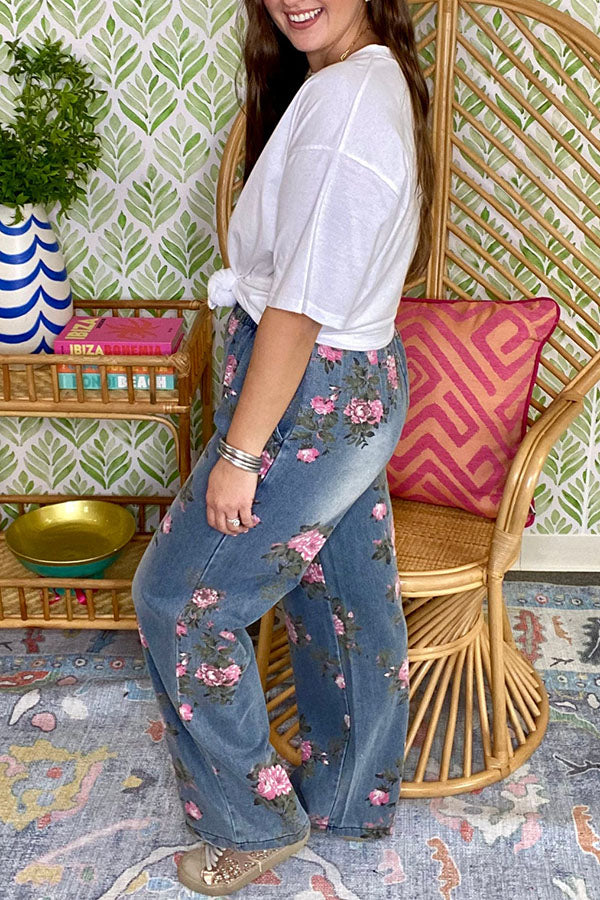 Casual Flowered Pocket Pants