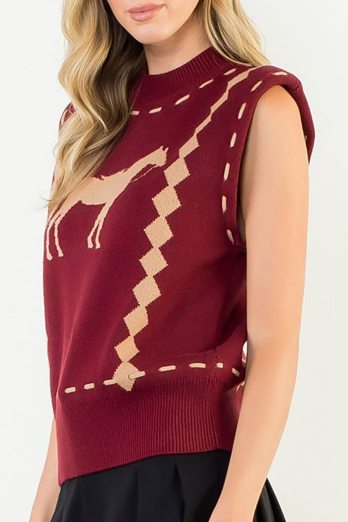 Casual Horse Graphic Knit Vest