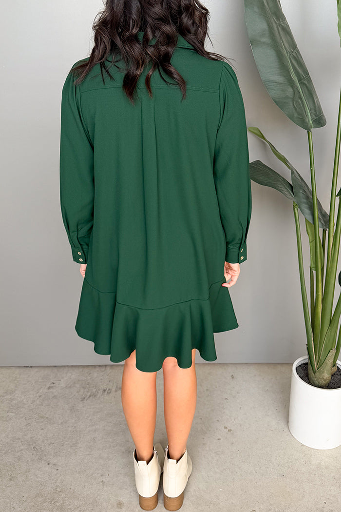 Ruffles Hem Button Dress