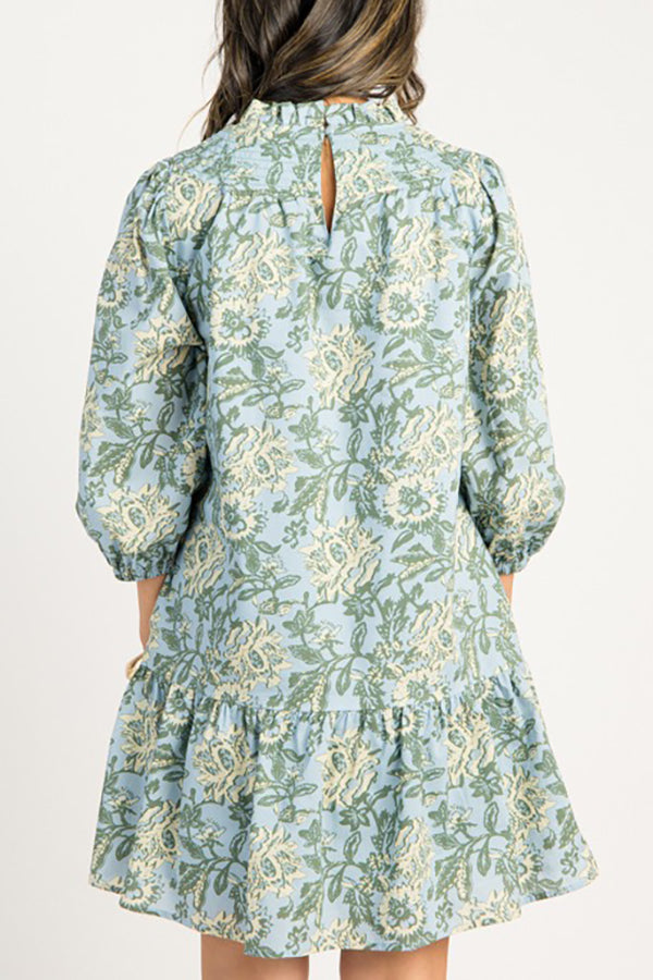 Side Pockets Floral Dress