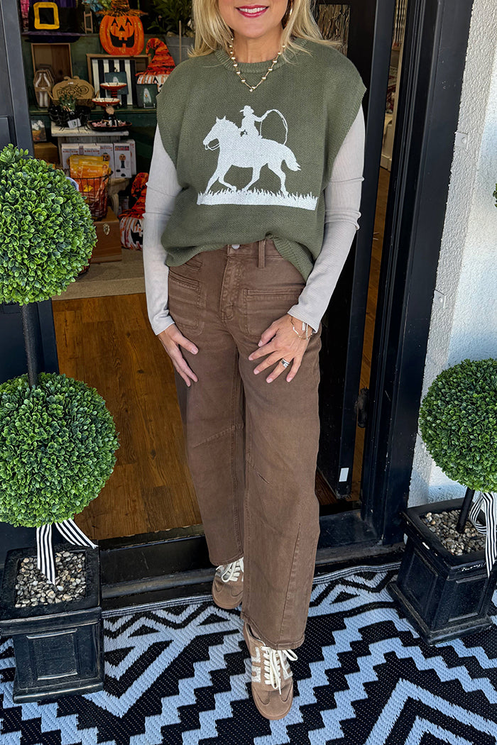 Pocketed Brown Denim Jeans