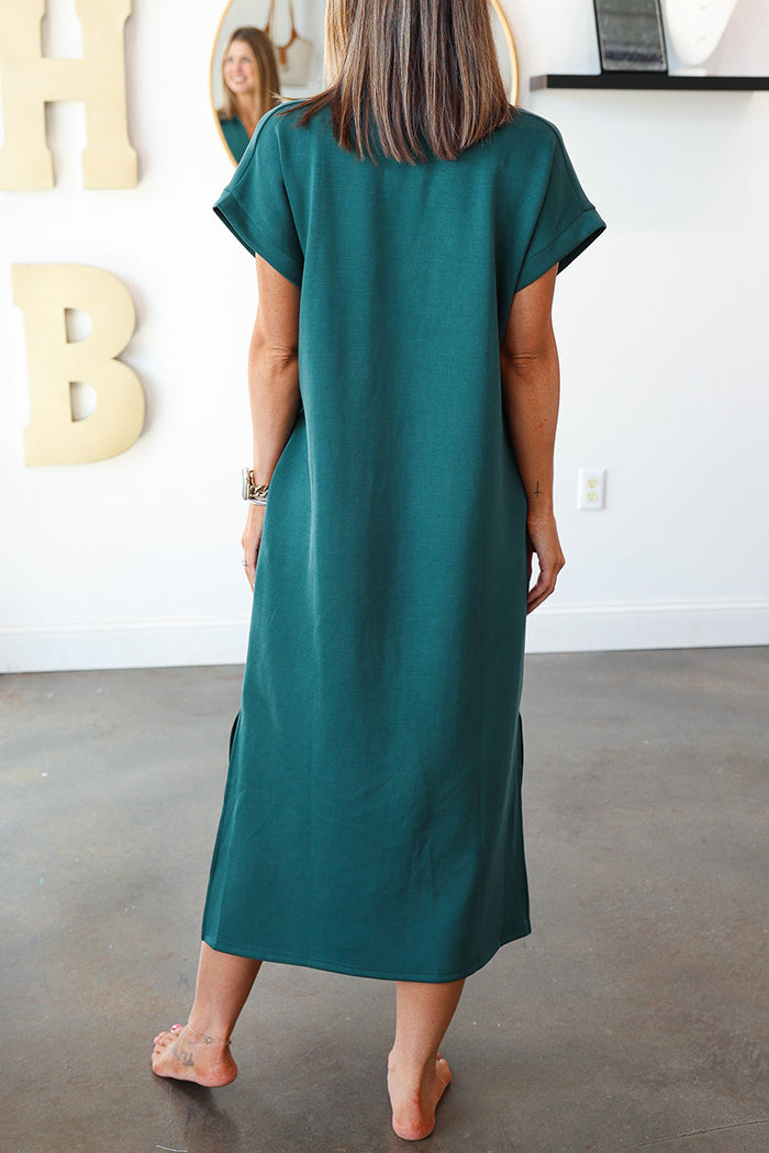 V-Neck Pocket Maxi Dress