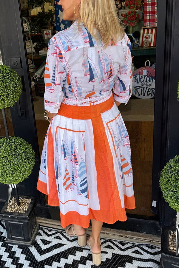 Casual Button Front Belt Dress