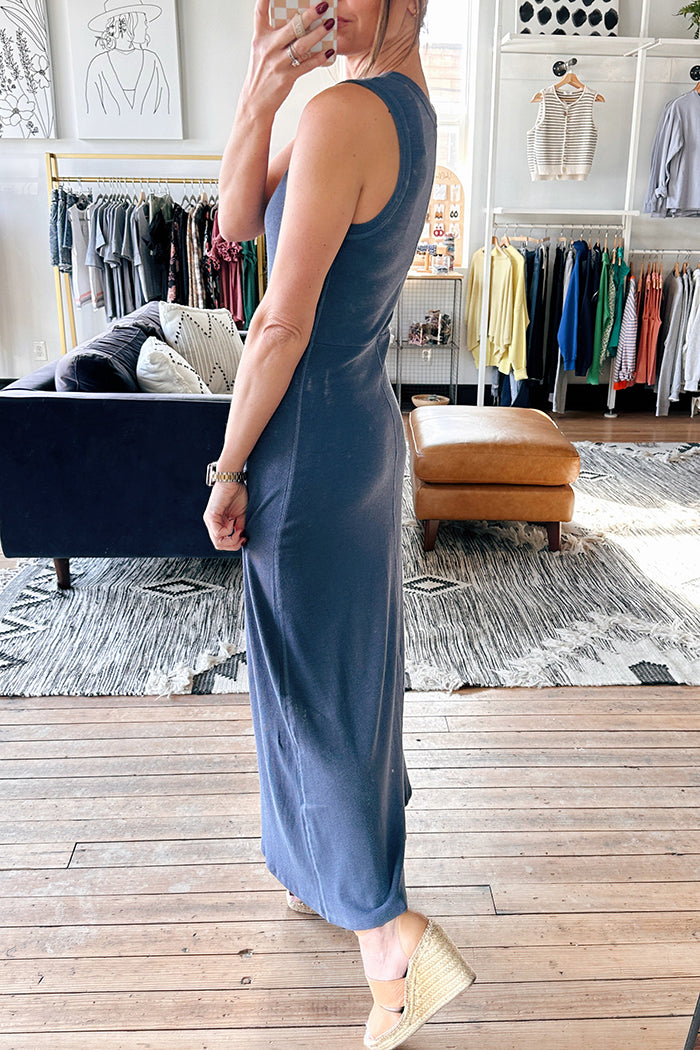 Sleeveless Ribbed Knit Midi Dress