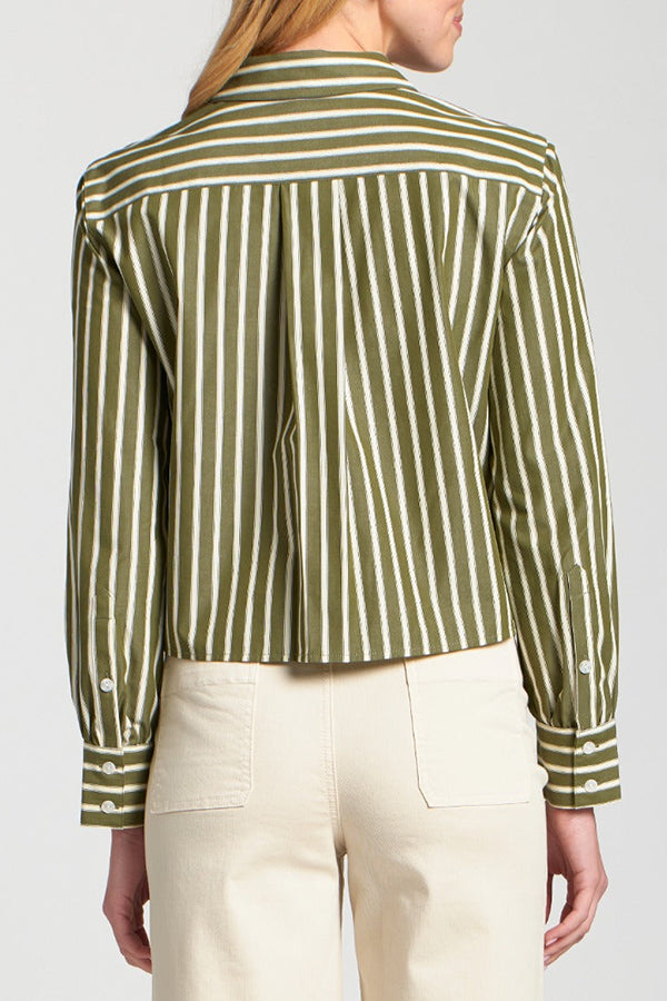 Casual Cropped Stripe Shirt