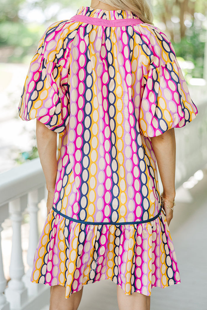 Printed Puff Sleeve Dress