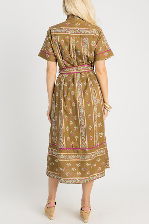 Casual Belt Floral Dress