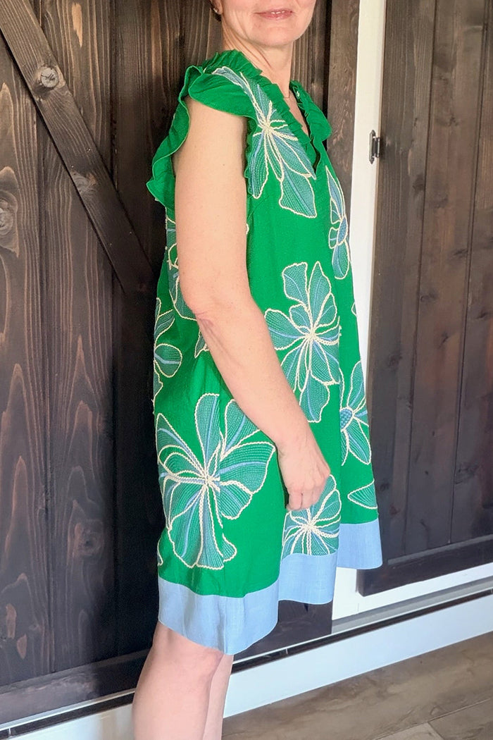 Ruffled Floral Shift Dress